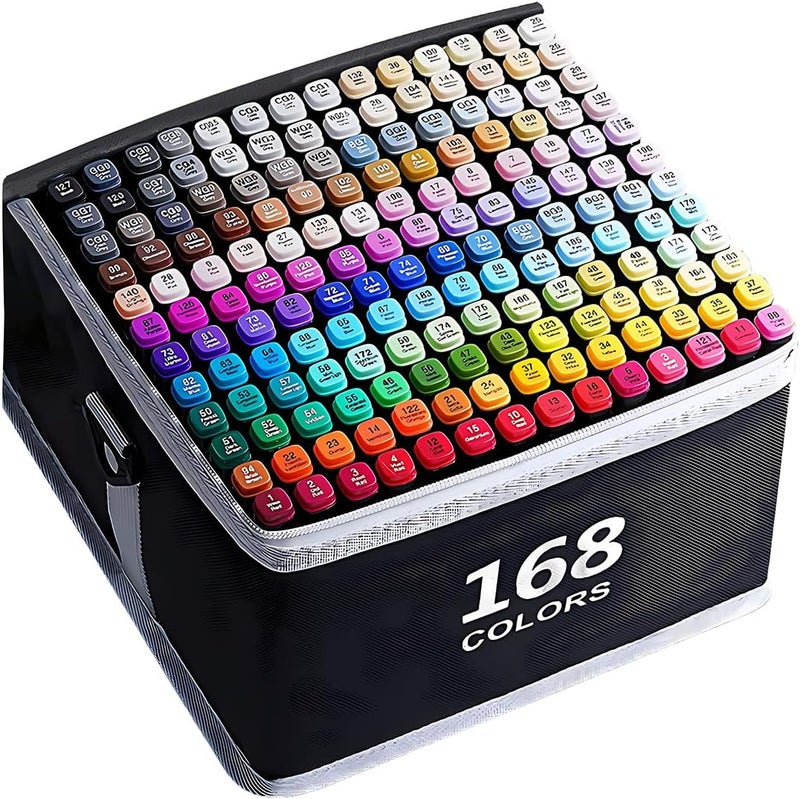 IMAGLINTS Alcohol Markers 168 Colors with Base Drawing Pen Dual Tip Art Markers for Sketch Anime Illustrations - Image 1